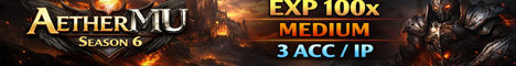 AetherMU Season 6 βοΈ Medium | EXP 100x | Max 3 Account Server Logo AetherMU Season 6 βοΈ Medium | EXP 100x | Max 3 Account Server Logo